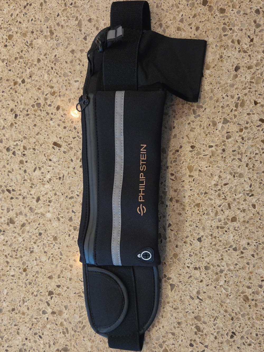 Philip Stein Black Belt with Reflective Gray Stripe